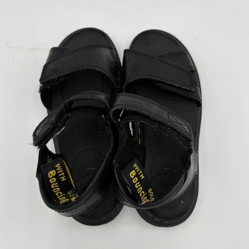 Dr Martens Girls Size 3 Vossie J Black Leather Platform Sandals Straps